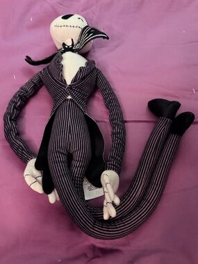 Disney Jack Skellington Plush Doll in Black and White Pinstripe